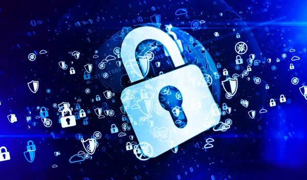 Cyber Sikkerhed Computerbeskyttelse Digitale Sikkerhedssymboler Digital Globus Illustration Abstrakt Koncept - Stock-foto