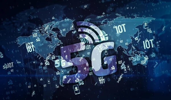 Comunicações Móveis Iot Transmissão Dados Símbolos Rede Sem Fio Digitais — Fotografia de Stock