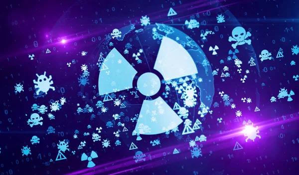 Nükleer Sanal Suçlar Hacker Saldırısı Virüs Bilgisayar Güvenliği Dijital Dünya — Stok fotoğraf