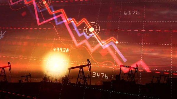 Oil Fuel Business Crisis Concept Graphique Chute Des Prix Pétrole — Photo