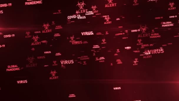 Vírus Covid Global Pandemia Alerta Sem Costura Loopable Animação Túnel — Vídeo de Stock