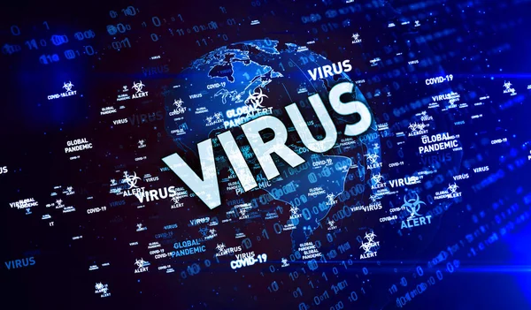 Covid Virus Mundial Pandemia Alerta Vuelo Palabras Clave Ilustración Concepto — Foto de Stock