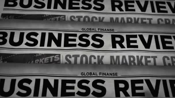 Jornais Revisão Negócios Com Impressão Diária Jornal Queda Mercado Vintage — Vídeo de Stock