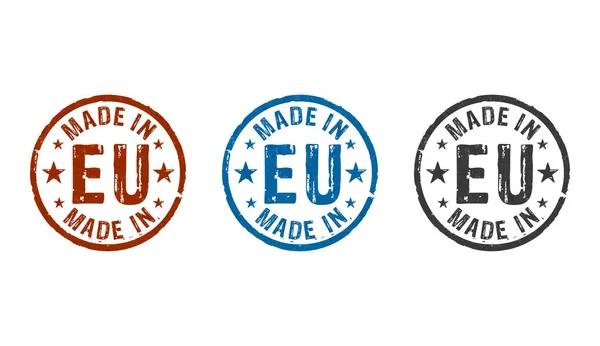 Зроблені Європі Емблеми Європейського Союзу Декількох Колірних Версіях Фабрика Виробництво — стокове фото