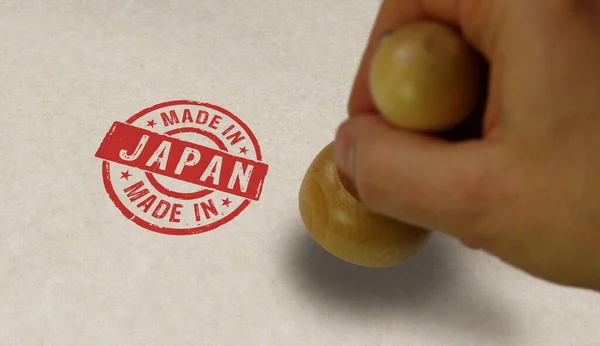 Realizzato Giappone Timbro Timbro Mano Concetto Fabbrica Produzione Paese Produzione — Foto Stock