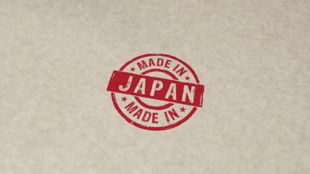 Gemaakt Japan Stempel Hand Stempelen Impact Animatie Fabriek Fabricage Productie — Stockvideo