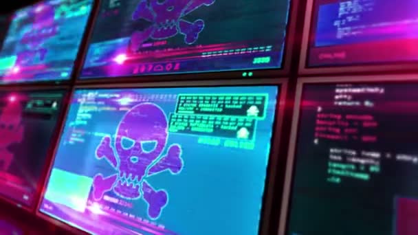 Hackelés Biztonsági Rendszer Megsértése Számítógépes Bűnözés Kalózkodás Digitális Biztonság Személyazonosság — Stock videók