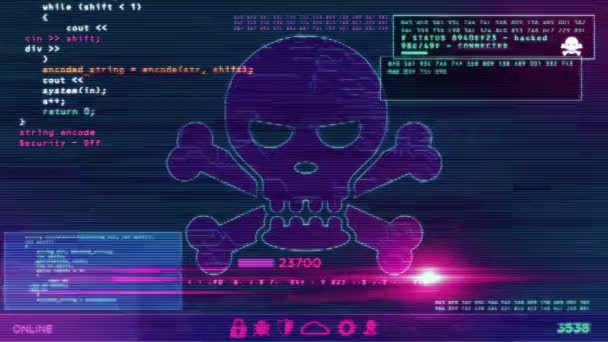 Hakowanie Naruszanie Systemu Bezpieczeństwa Cyberprzestępczość Piractwo Bezpieczeństwo Cyfrowe Kradzież Tożsamości — Wideo stockowe