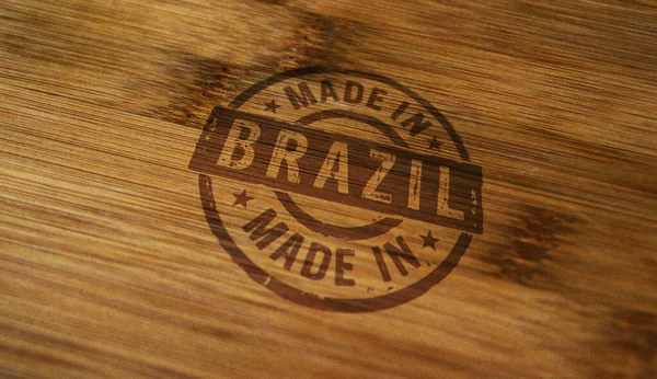 Gemaakt Brazilië Stempel Gedrukt Houten Doos Fabriek Fabricage Productie Land — Stockfoto