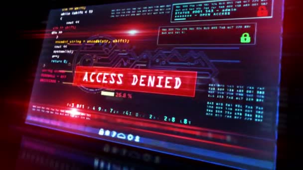Кибератака Незаконный Доступ Экран Компьютера Взлом Нарушение Сетевой Безопасности Киберпреступность — стоковое видео