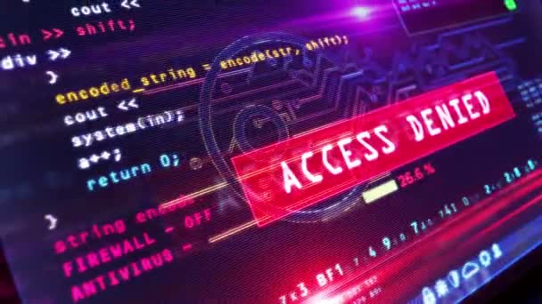 Attacco Informatico Accesso Illegale Sullo Schermo Del Computer Hacking Violazione — Video Stock