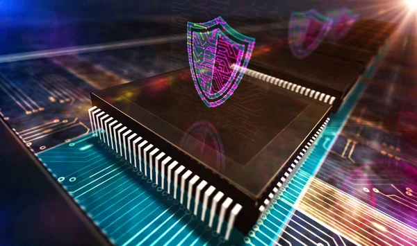 Segurança Cibernética Escudo Digital Firewall Tecnologia Proteção Computador Futurista Conceito — Fotografia de Stock
