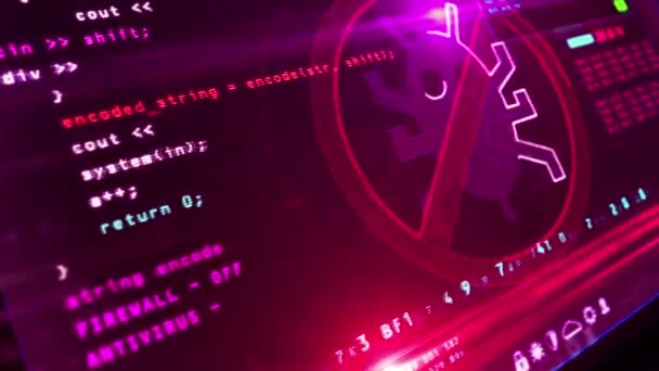 Virus détecté alerte sur l'écran de l'ordinateur. Danger de protection du système et avertissement d'atteinte à la cybersécurité avec concept de symbole de ver Animation 3D avec effet de pépin .