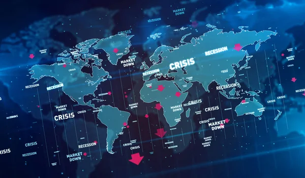 Crisi Finanziaria Recessione Globale Stimola Mercati Verso Basso Economia Crollo — Foto Stock