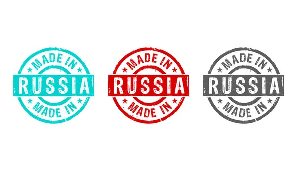 俄罗斯制造的邮票图标颜色很少 制造业和生产国家概念3D渲染说明 — 图库照片