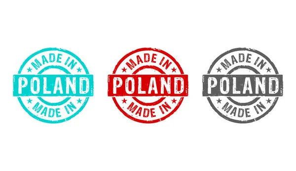 いくつかのカラーバージョンでポーランドスタンプアイコンで作られました 製造業 生産国のコンセプト3Dレンダリングイラスト — ストック写真