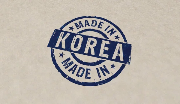 Made Korea Stamp Icons Few Color Versions Factory Manufacturing Production — Stock Photo, Image