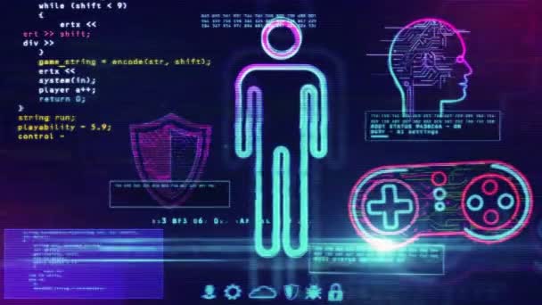 Hozzon Létre Kódoljon Játékot Számítógép Képernyőjén Cyber Video Játék Digitális — Stock videók