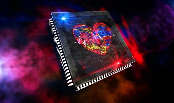 Vida Cibernética Corazón Latiendo Amor Citas Digitales Robótica Tecnología Salud — Foto de Stock