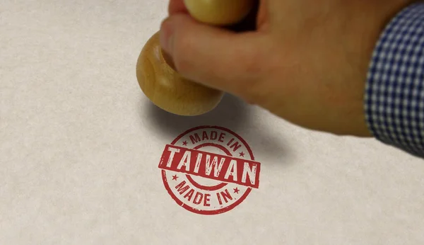 Gemaakt Taiwan Stempel Stempelen Hand Fabriek Fabricage Productie Land Concept — Stockfoto