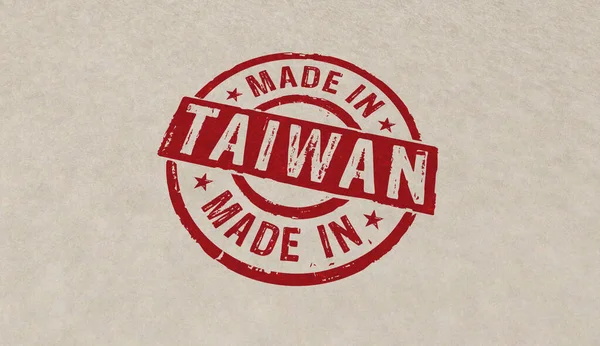 Made Taiwan Stamp Icons Few Color Versions Factory Manufacturing Production — Stock Photo, Image