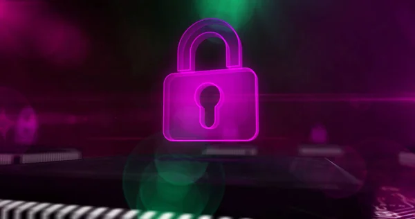 Abstraktes Konzept Zur Cybersicherheit Mit Vorhängeschloss Symbol Digitale Sicherheit Computerschutztechnologie — Stockfoto