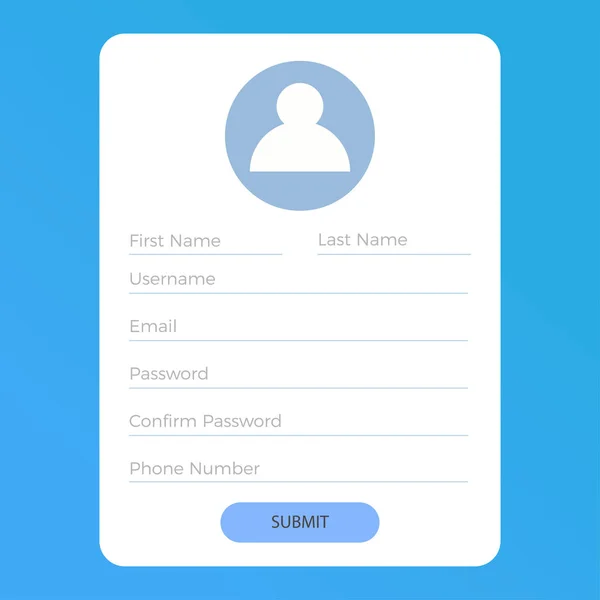 Kayıt formu, vektör çizim
