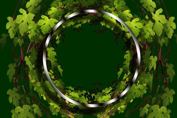 Рамка Зелеными Кусающими Листьями — стоковое фото