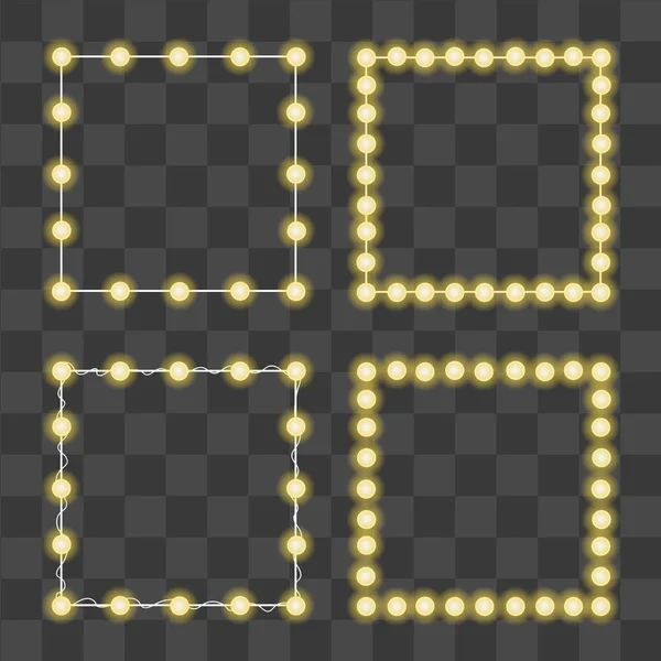Sarı çelenkli kare çerçeveler. İzole vektör nesneleri kümesi. Kartlar, afişler, posterler, davetiyeler için dekorasyon ögeleri