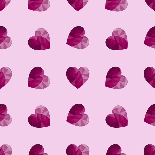 Luminoso Modello Senza Cuciture Con Cuori Rosa Poligonali Dolce Ornamento — Vettoriale Stock