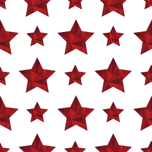 Élégant Motif Polygonal Sans Couture Avec Des Étoiles Rouges Ornement — Image vectorielle