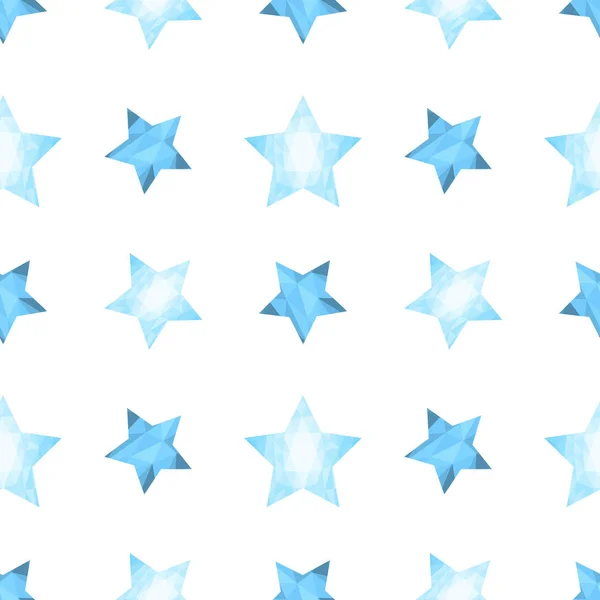 Licht Naadloos Patroon Met Ijsblauwe Veelhoekige Sterren Modern Kinderachtig Ornament — Stockvector