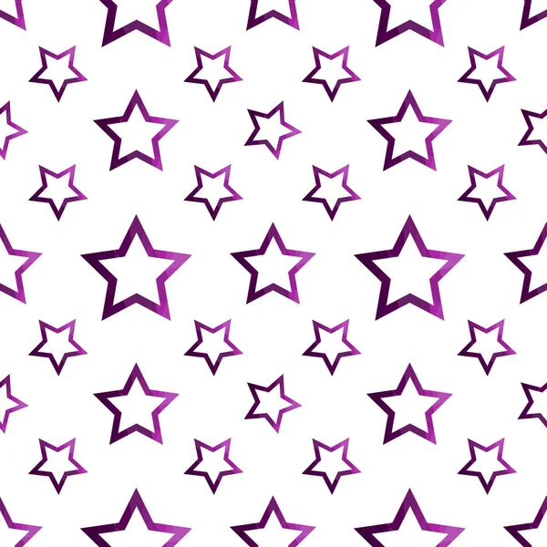 Élégant Motif Sans Couture Avec Contour Violet Étoiles Polygonales Sur — Image vectorielle