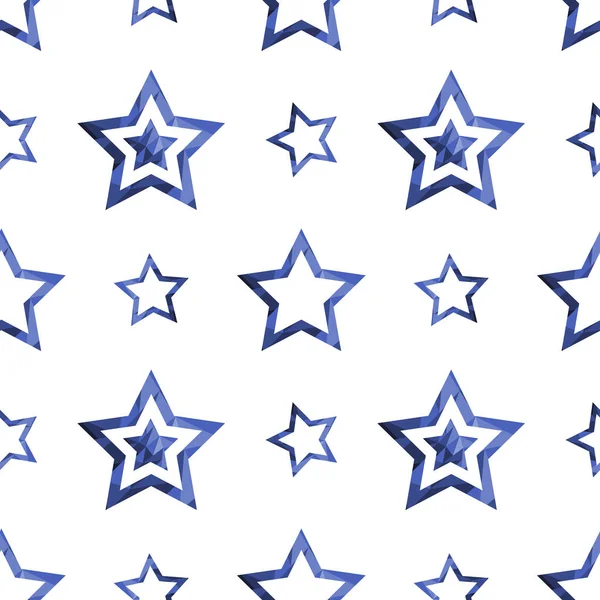 Modern Seamless Pattern Blue Polygonal Stars White Background Elegant Vector — Stock vektor