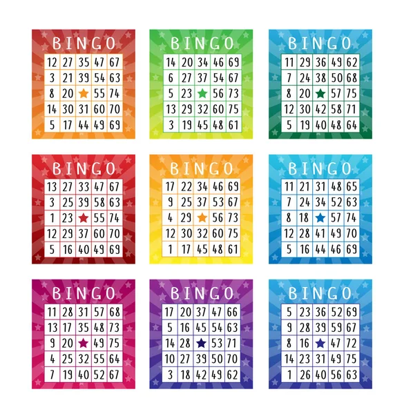 Satz Amerikanischer Bingo Tickets Für Eine Party Helle Vorlagen Mit — Stockvektor