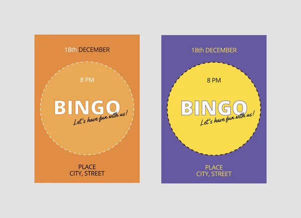 Set Clean Bingo Posters Colorful Backgrounds Bright Vector Flyer Card — Stock Vector