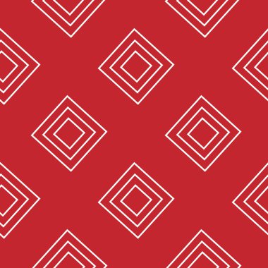 Minimalizm soyut kırmızı desen. Afiş, kart, poster, tekstil, fayans, ambalaj kağıdı için geometrik eşkenar dörtgen ile kusursuz tekrar eden süs. Vektör illüstrasyonu