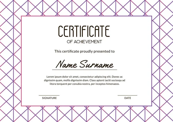 Certificat Moderne Géométrie Avec Triangles Dégradé Contour Sur Fond Blanc — Image vectorielle