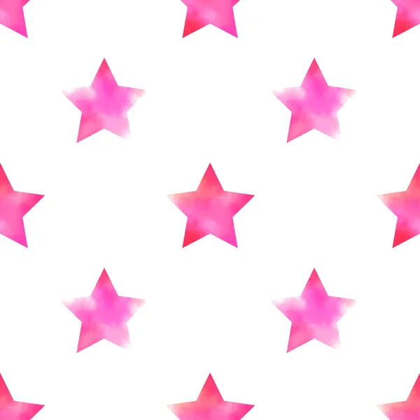 Бесшовный Рисунок Акварелью Розовые Звезды Сладкий Орнамент Упаковки Оберточной Бумаги — стоковое фото