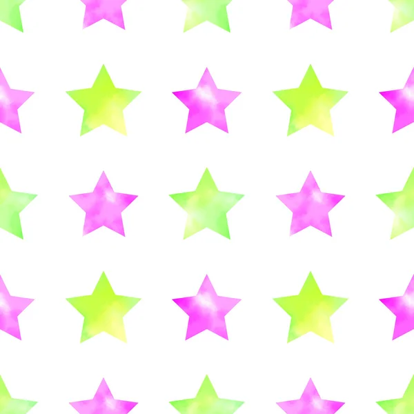 Patrón Vívido Sin Costuras Con Estrellas Acuarela Ornamento Divertido Para — Foto de Stock