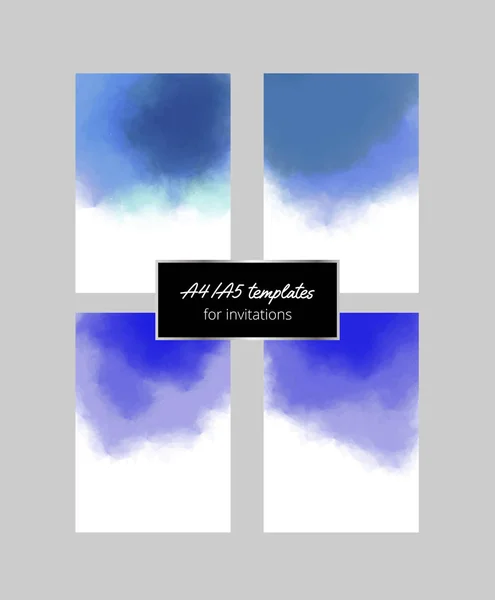 Zarif suluboya şablonları. Davetiyeler, kartlar, posterler için kullanılabilir. Vektör çizimi. A4 / A5 standart boyutu