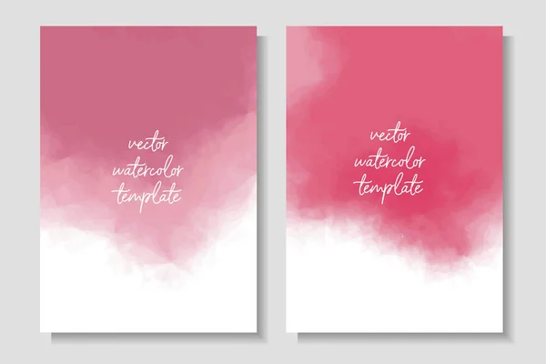 Beyaz arka planda açık pembe lekeli şirin suluboya şablonlar. Davetiyeler, kartlar, posterler, el ilanları için A4 / A5 vektör düzeni