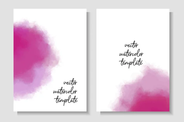 Beyaz arka planda neon pembe lekeli suluboya şablonlar. Davetiyeler, kartlar, posterler, el ilanları için A4 / A5 vektör düzeni