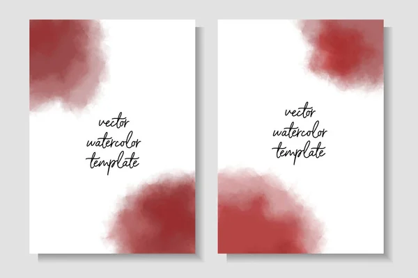 Davetiyeler, kartlar, posterler, el ilanları için suluboya şablonlar. Kırmızı lekeli A4 / A5 vektör düzeni