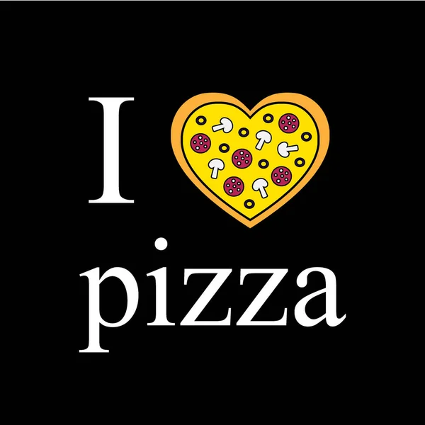 我喜欢贴有心形披萨的披萨海报 发布广告 社交媒体 矢量说明 — 图库矢量图片