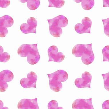 Beyaz arka planda pembe suluboya kalpler olan romantik, pürüzsüz bir desen. Paketleme, ambalaj kağıdı, hatıra defteri, afiş, tekstil için kız süsü