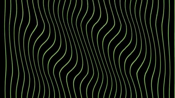 Bewegende Neongrüne Und Rosa Wellen Auf Schwarzem Hintergrund Futuristische Animation — Stockvideo