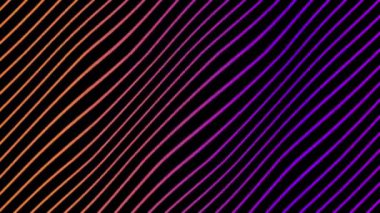 Siyah arkaplanda gradyan köşegen çizgileri olan canlı modayı canlandırma. Canlı 4K animasyon. Arkaplan, duvar kağıtları, afişler, sunum için kullanılabilir