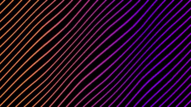 Vivid Trendy Animation Gradient Diagonal Lines Black Background Vibrant Animation — Stock Video