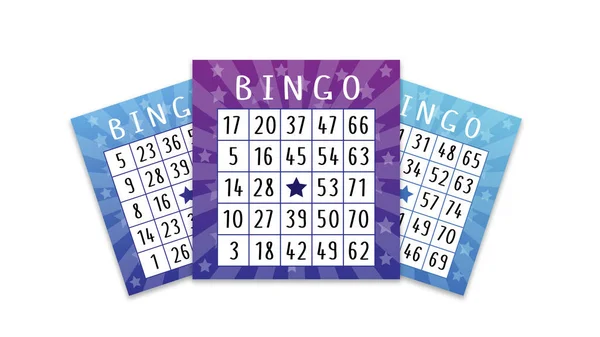 Billetes Divertidos Bingo Azul Púrpura Con Sombras Fondo Blanco Utilizable — Foto de Stock